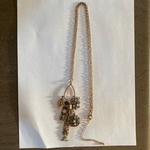 Long bronze charm necklace